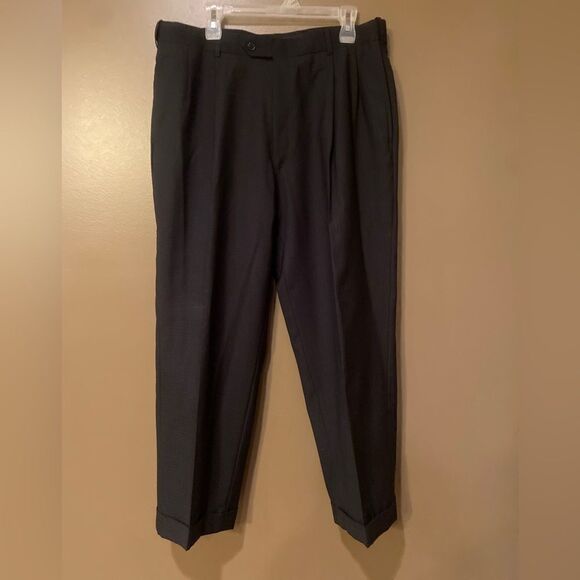 Worsted Wool Plaid Slacks Cuffed Bottom Dress Pants Size 36 - Picture 2 of 9